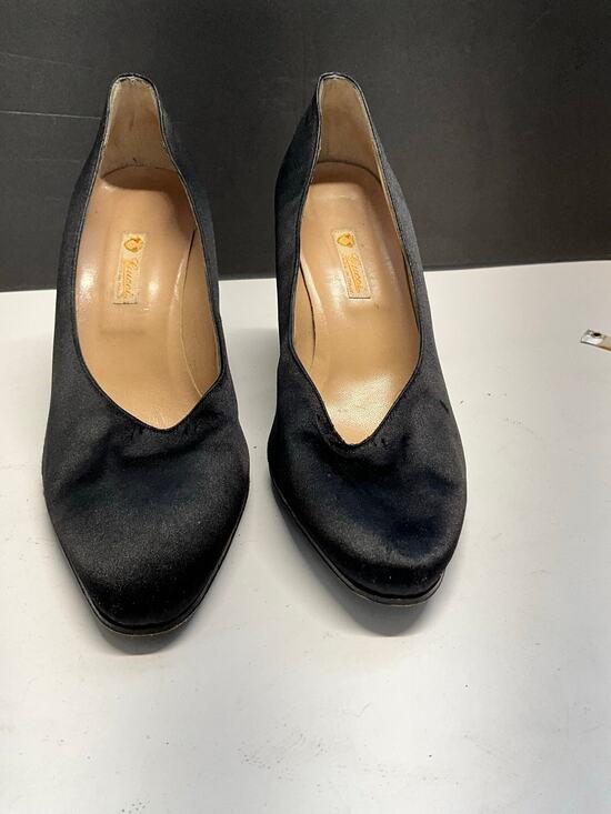 Gucci Shoes - Vintage Gucci Black Satin Pumps Heels Size 39.5 B Made in Italy